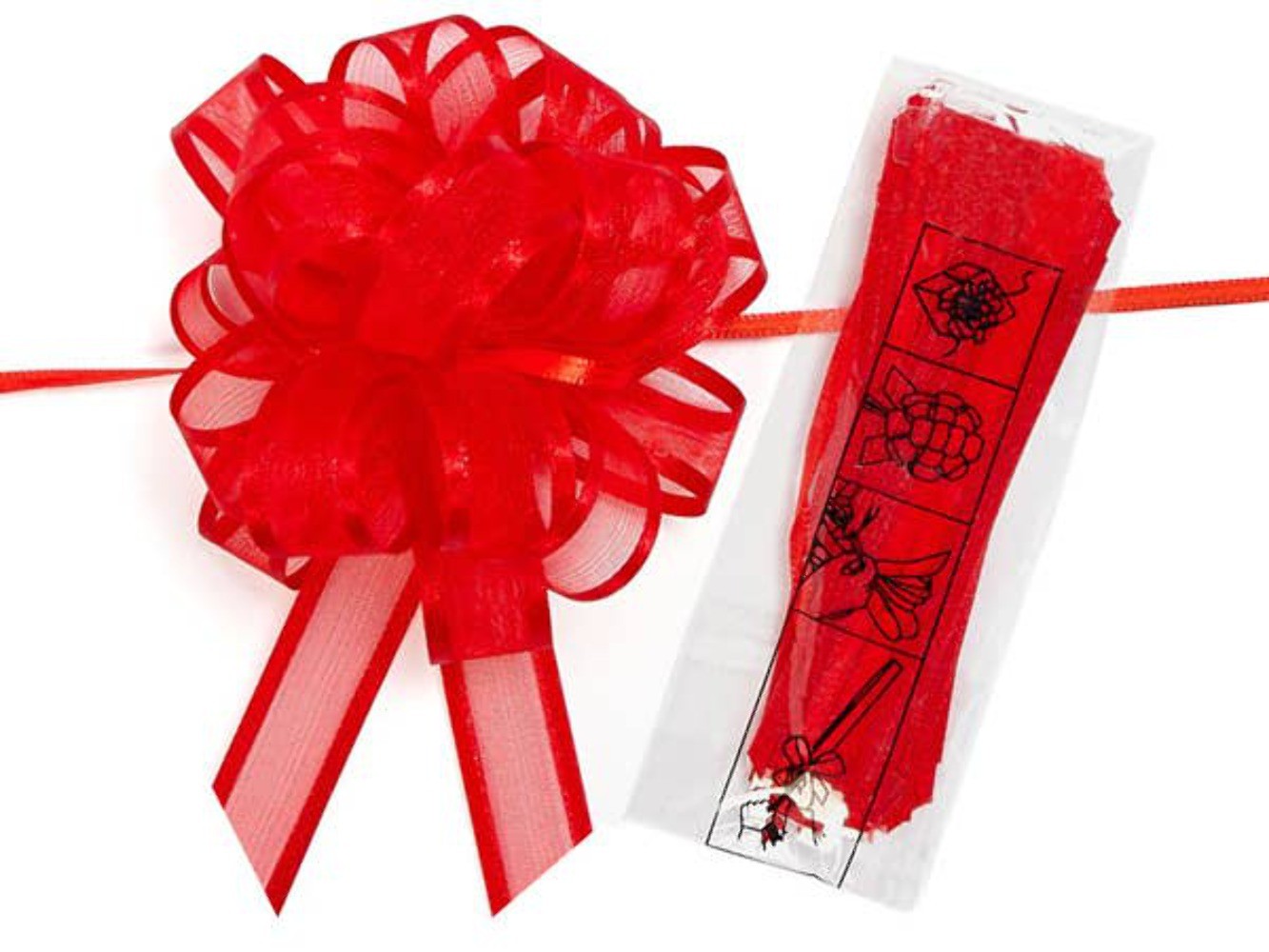6 pack Red Sheer And Metallic Gift Pull Bows