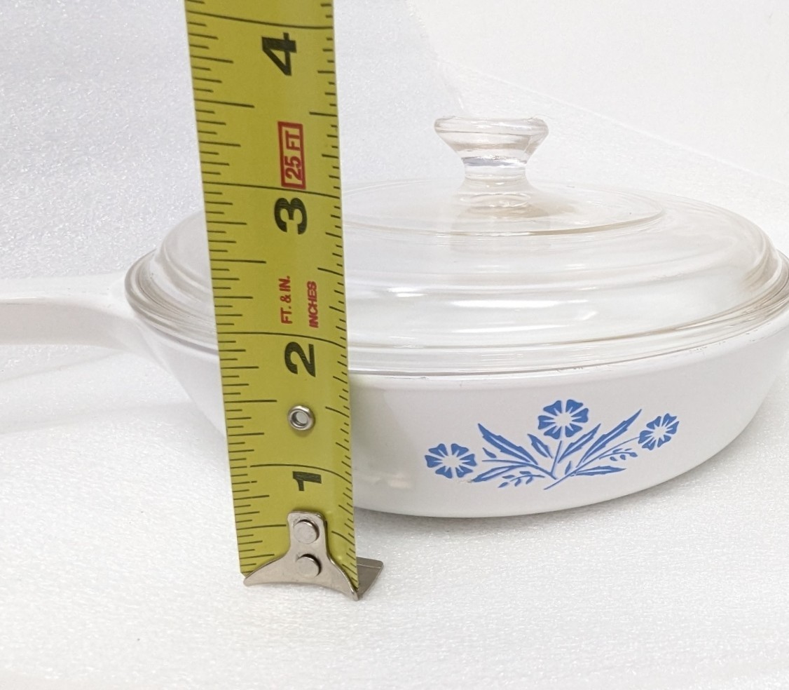 Vtg Corning Ware lot Blue Cornflower 6 1/2" Skillet, 1.5 qt casserole dish w/lid