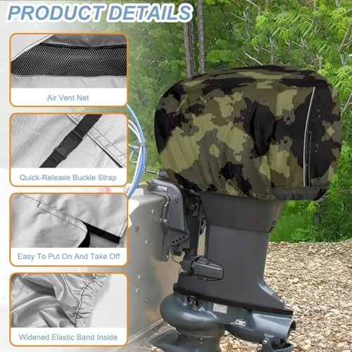 Camo Boat Motor Cover Waterproof Outboard Motor Cover Suitable for Camouflage