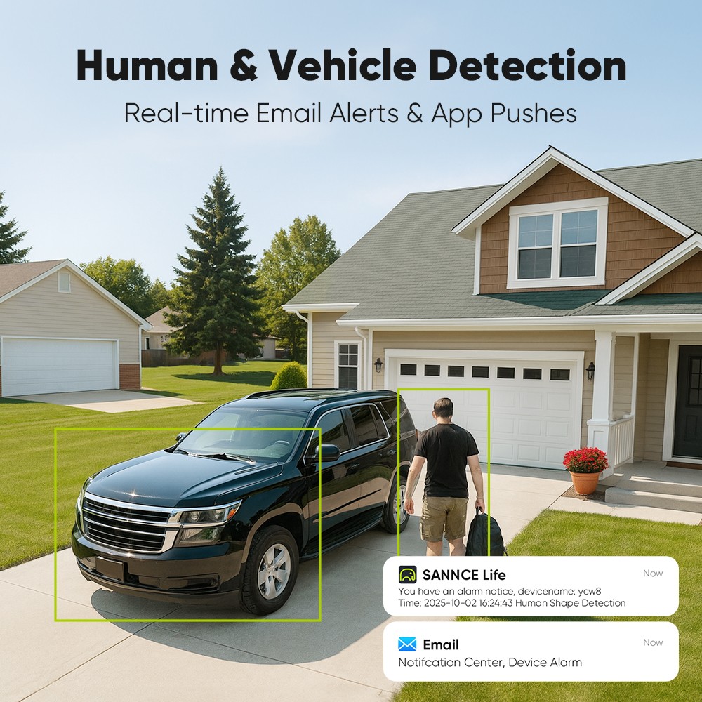 SANNCE 8CH NVR 2K Audio PoE IP Security Camera System Outdoor Color Night Vision