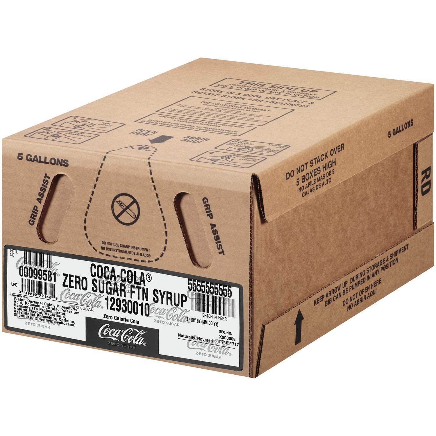 Coke Zero 5 Gallon Bag-In-Box BIB Soda Fountain Flavor Syrup Concentrate