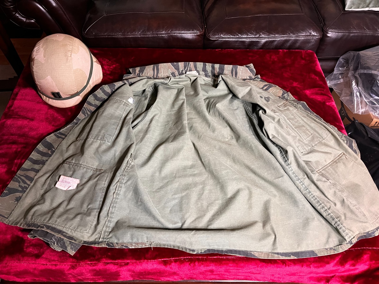 PASGT Helmet Cover Battle Damaged Iraq Desert Storm and OPFOR Shirt US Army OBO