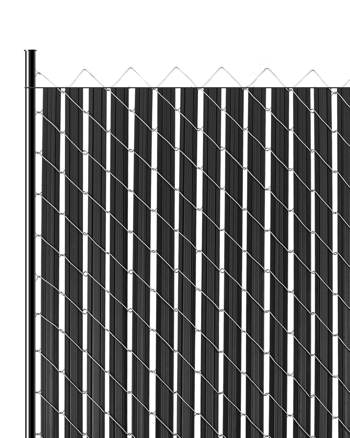 Chain Link Fence Privacy Slats Double-Wall with Wings for 6' High Fence Black