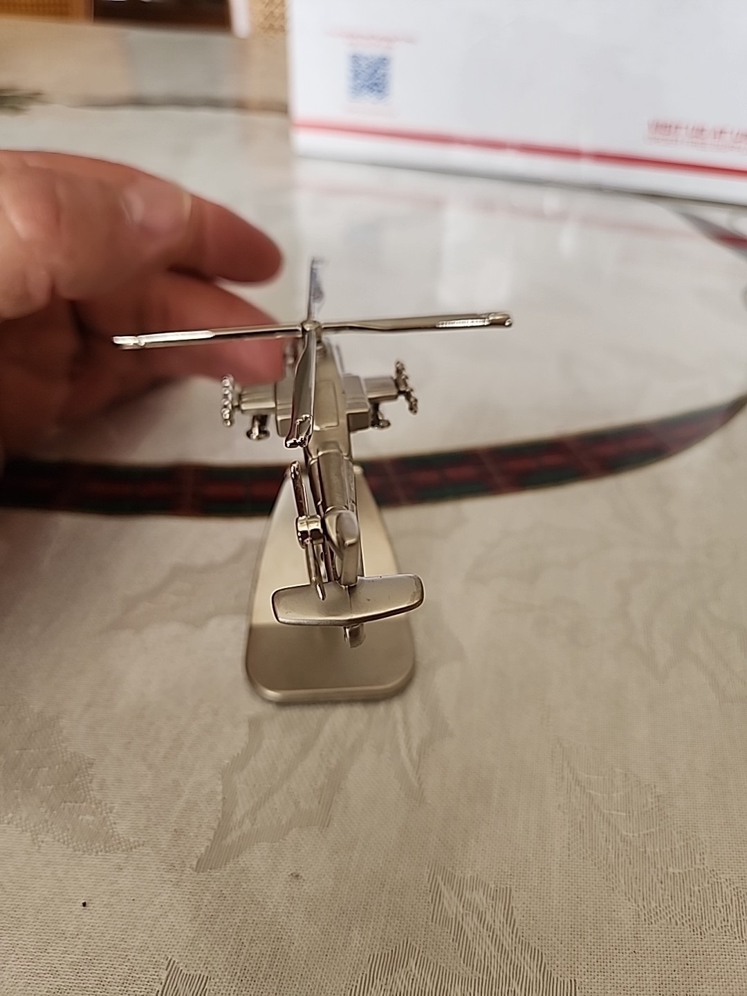 Vintage Platinum Mini Apache Helicopter Clock Desk Clock Collectible