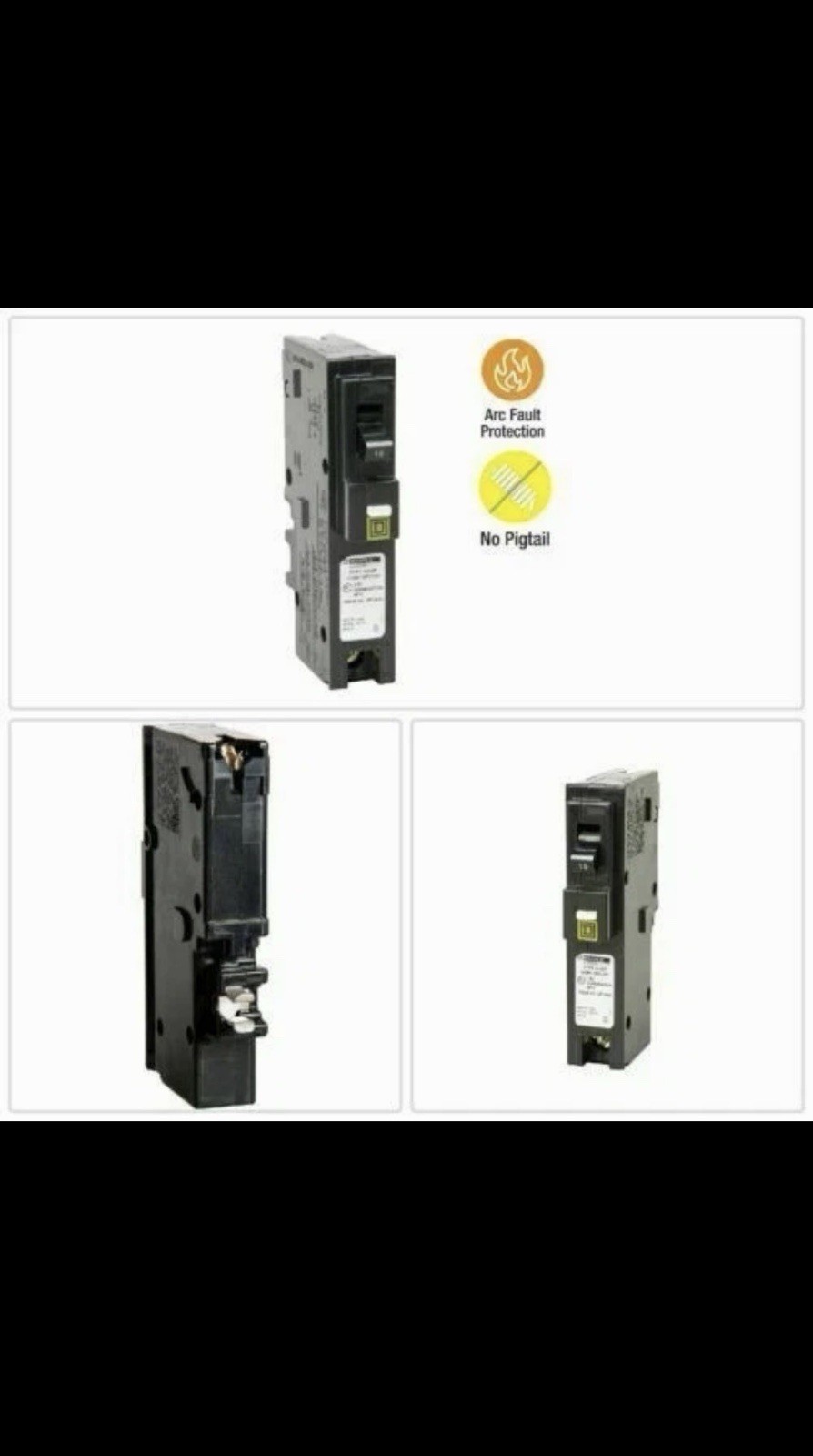 Square D HOM115PCAFI 15A Arc Fault Circuit Breaker Plug-On Neutral 120V AFCI