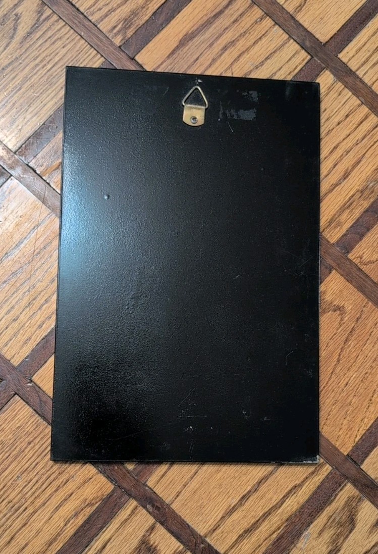 Colorful lacquered wood plaque Vietnamese Woman Rickshaw In 8"By 11.5