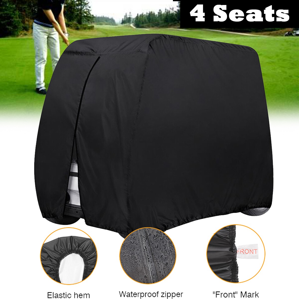 600D Heavy Duty Waterproof 4 Passenger Golf Cart Cover for Club Car EZGO YAMAHA