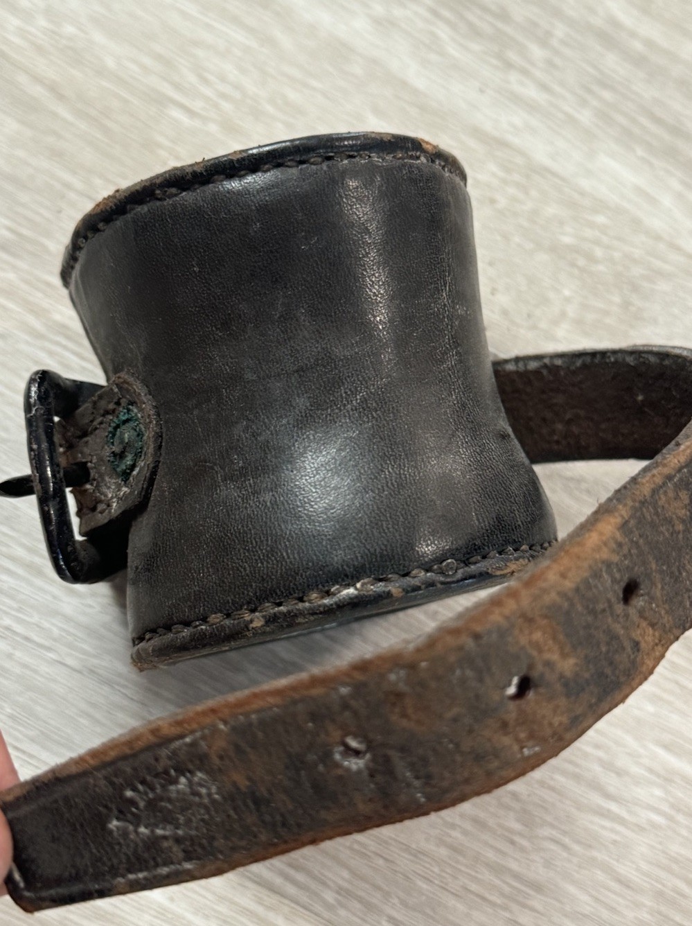 Original Civil War Leather Cavalry M1859 Carbine Boot Thimble Socket Metzger