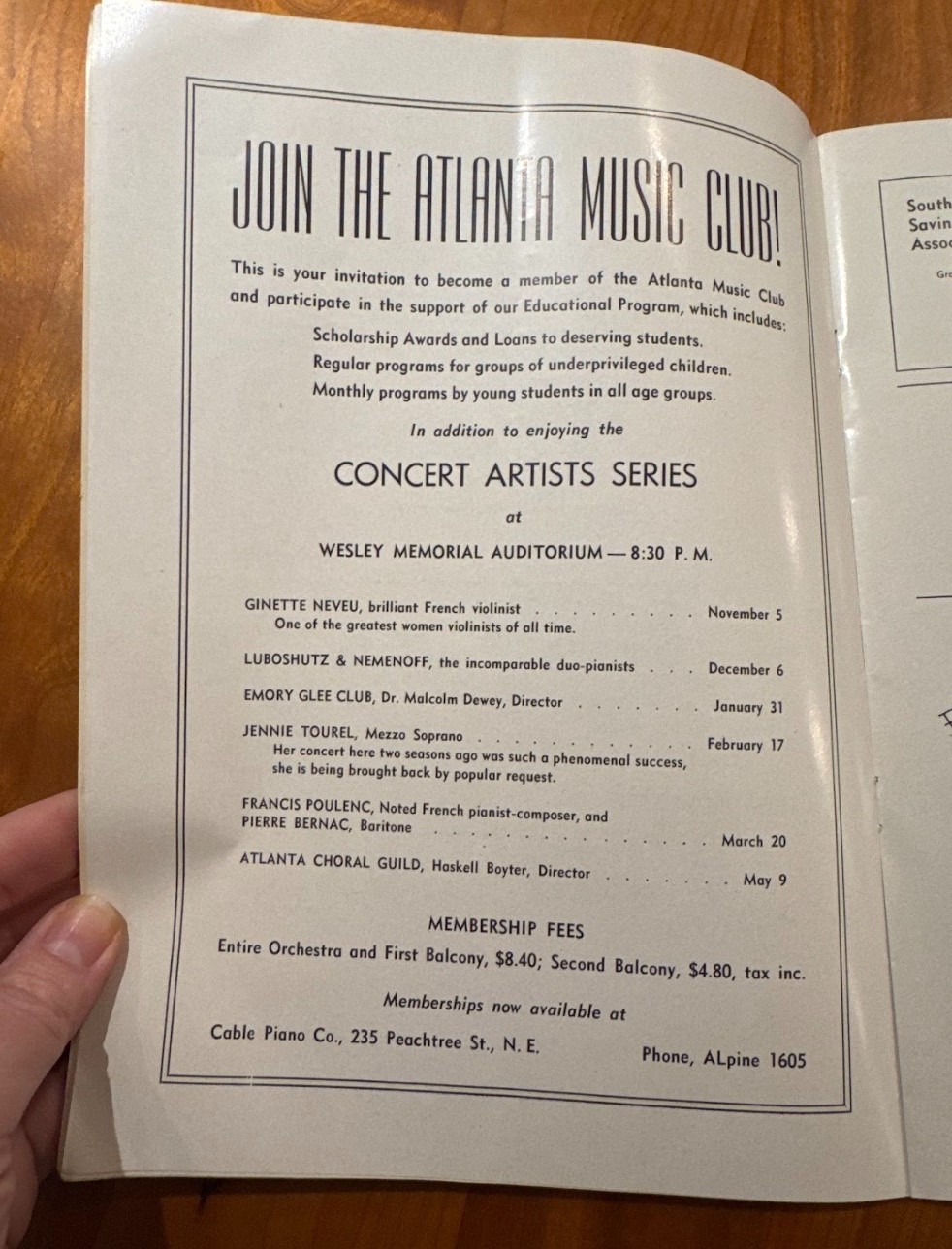 FREE SHIP! 1949 Atlanta Music Club Cavalleria Rusticana & I Pagliacci Program