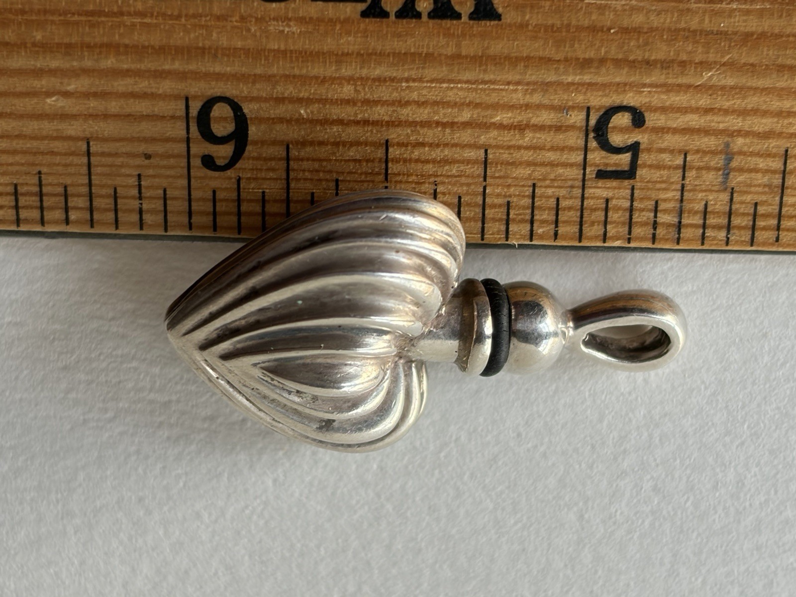 Logos Caviar Sterling Silver Heart Perfume Decanter Pendant