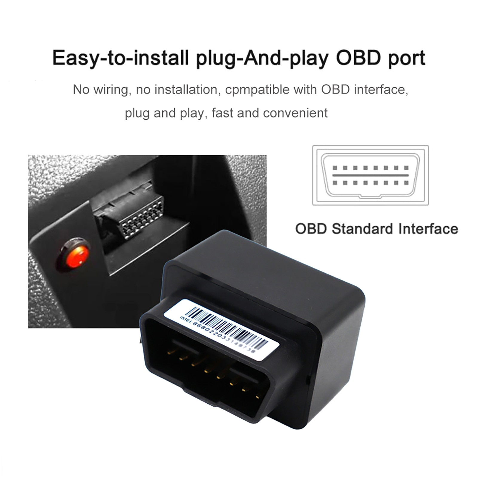 1PCS OBDII GPS Tracker Car GSM 16 Pin Fit For Working current: