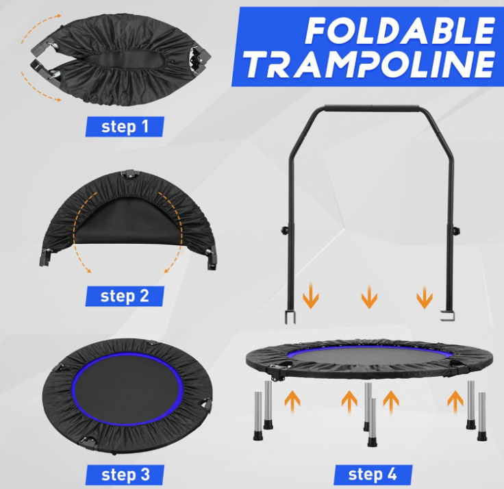 Mini trampolín fitness 40–48″ con barra ajustable para adultos y niños, Nuevo