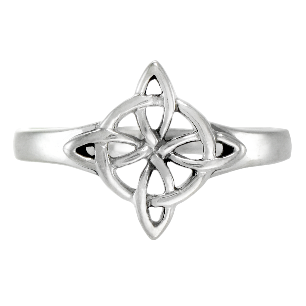 Sterling Silver Witches Knot Ring (4-15+half size) Celtic Knotwork Witch Jewelry