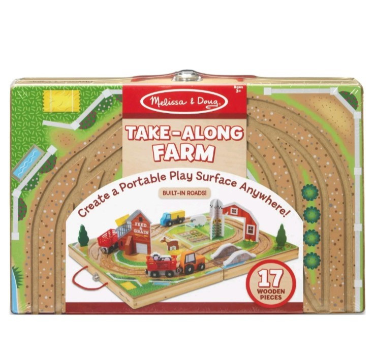 Melissa & Doug Wooden Take-Along Farm 17-Pieces Portable New toddler toy