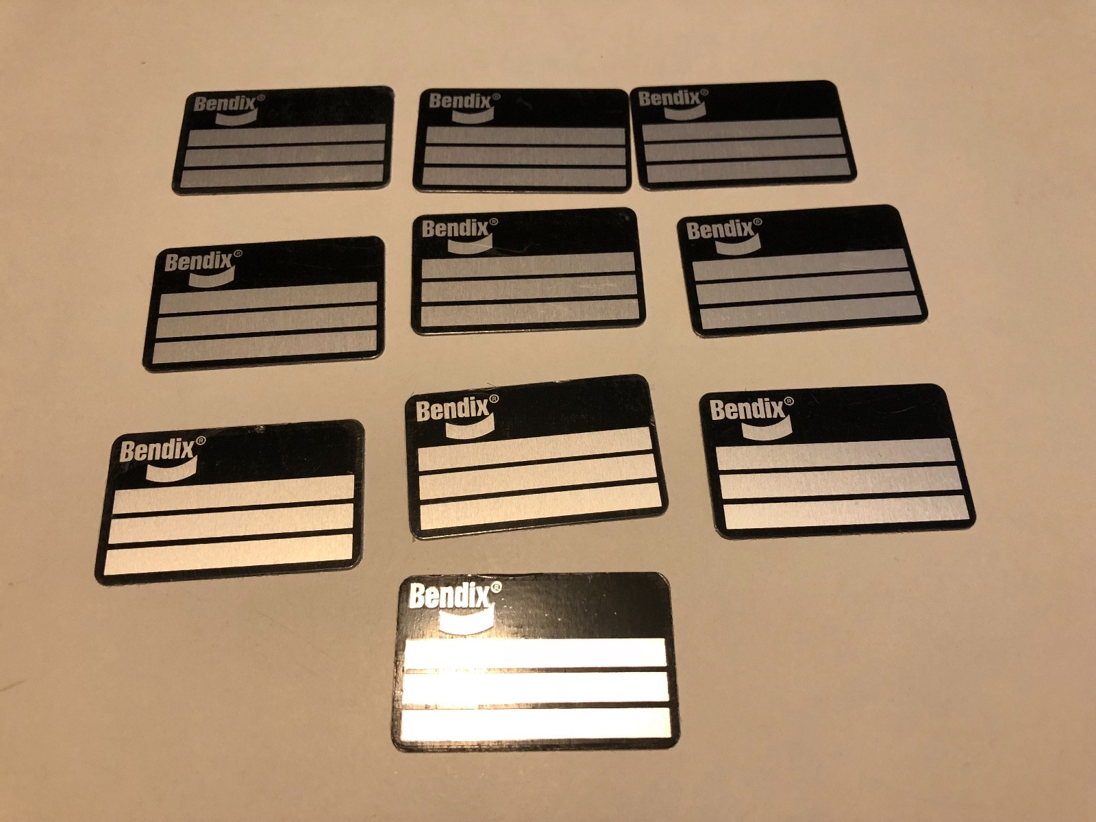Lot of 10 New Bendix Aviation Blank Data Plate Tag Info Metal Black