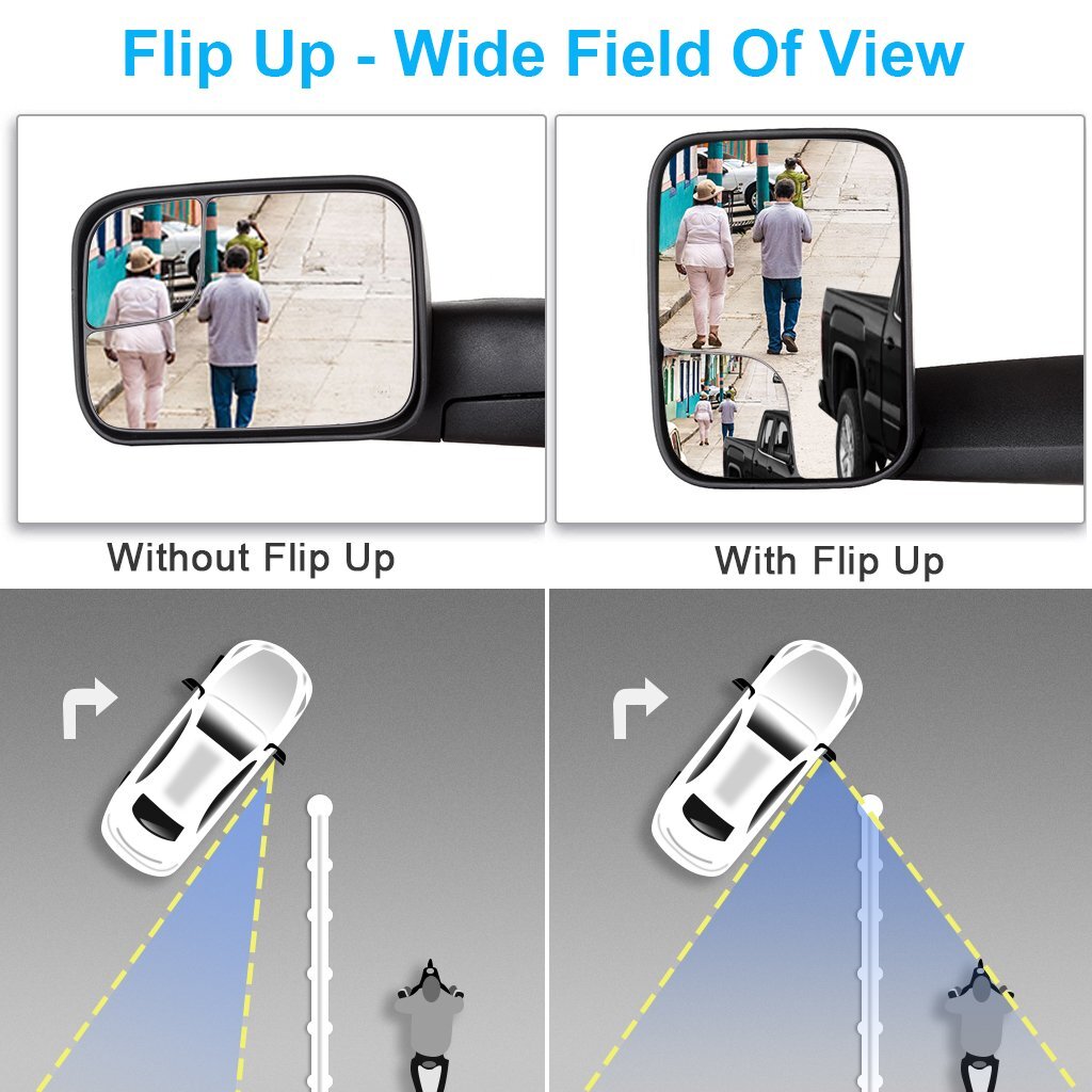 Driver Side Power Heated Tow Mirror For 03-08 Dodge RAM 1500 2500 3500 Black