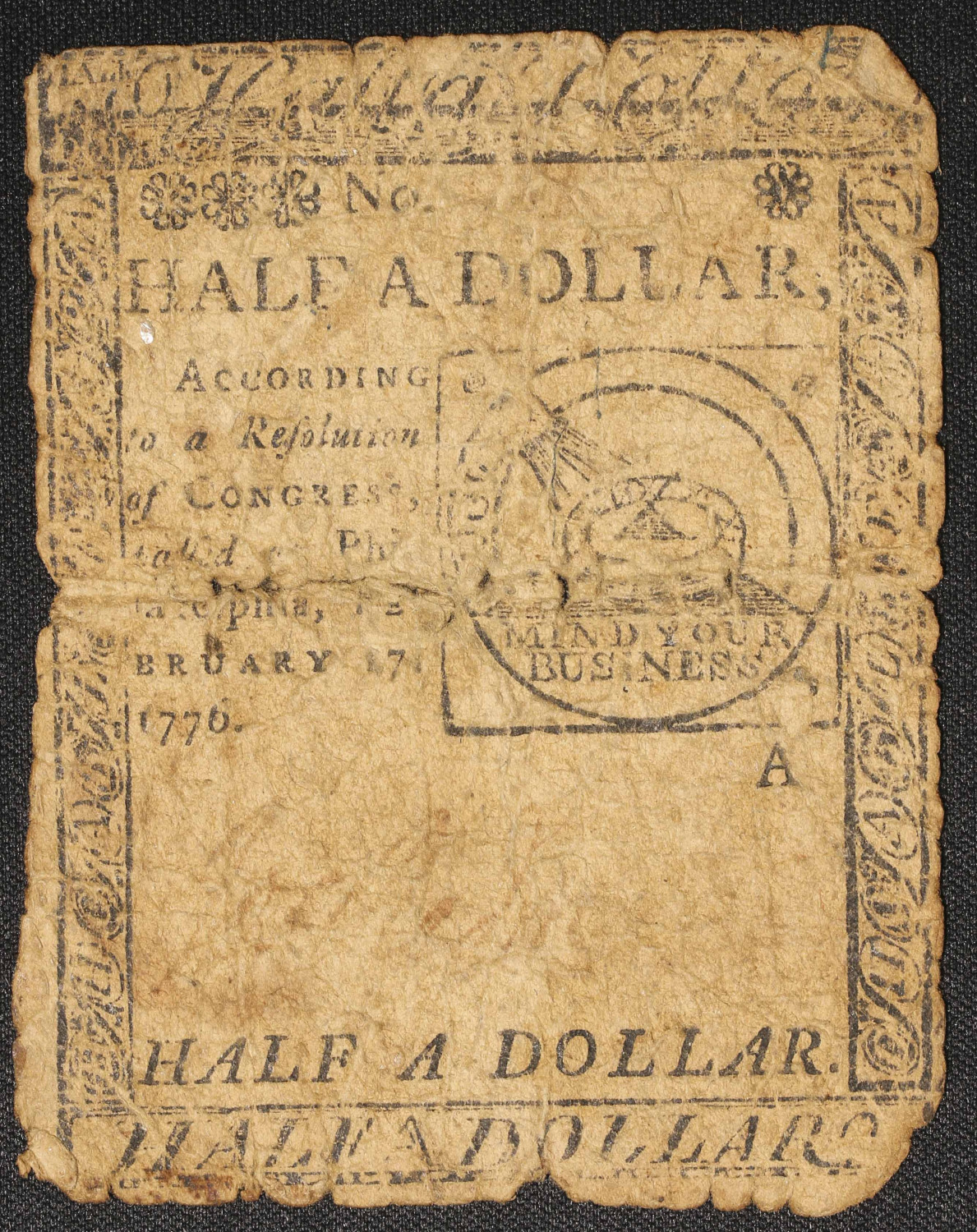 $1/2 1776 COLONIAL CURRENCY GA-70
