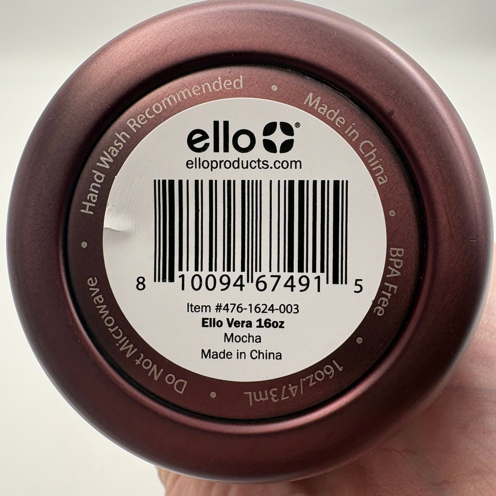 Ello Vera Travel Mug Vacuum Insulated Stainless Steel Mocha 16oz New