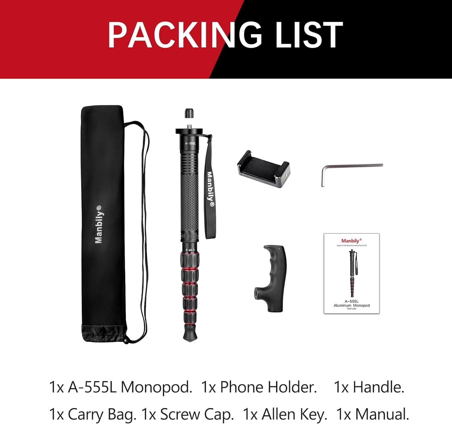 Manbily Camera Monopod Aluminum Portable Compact Lightweight Travel Monopod HOT