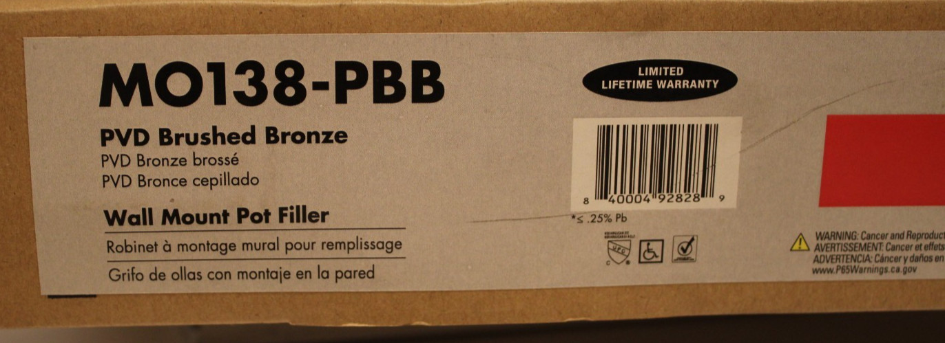 Luxart MO138-PBB - Wall-Mounted Pot Filler Faucet - Brushed Bronze