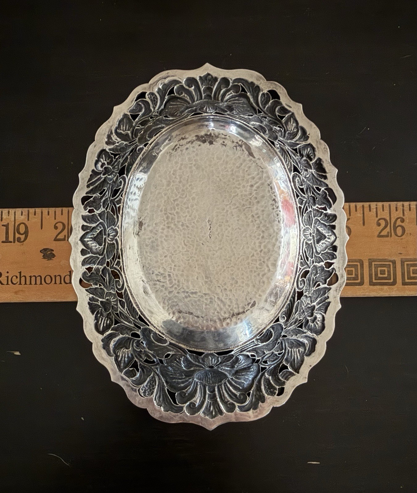 Art Nouveau Repousse 800 Sterling Silver Soap Candy Nut Trinket Bowl Dish KS