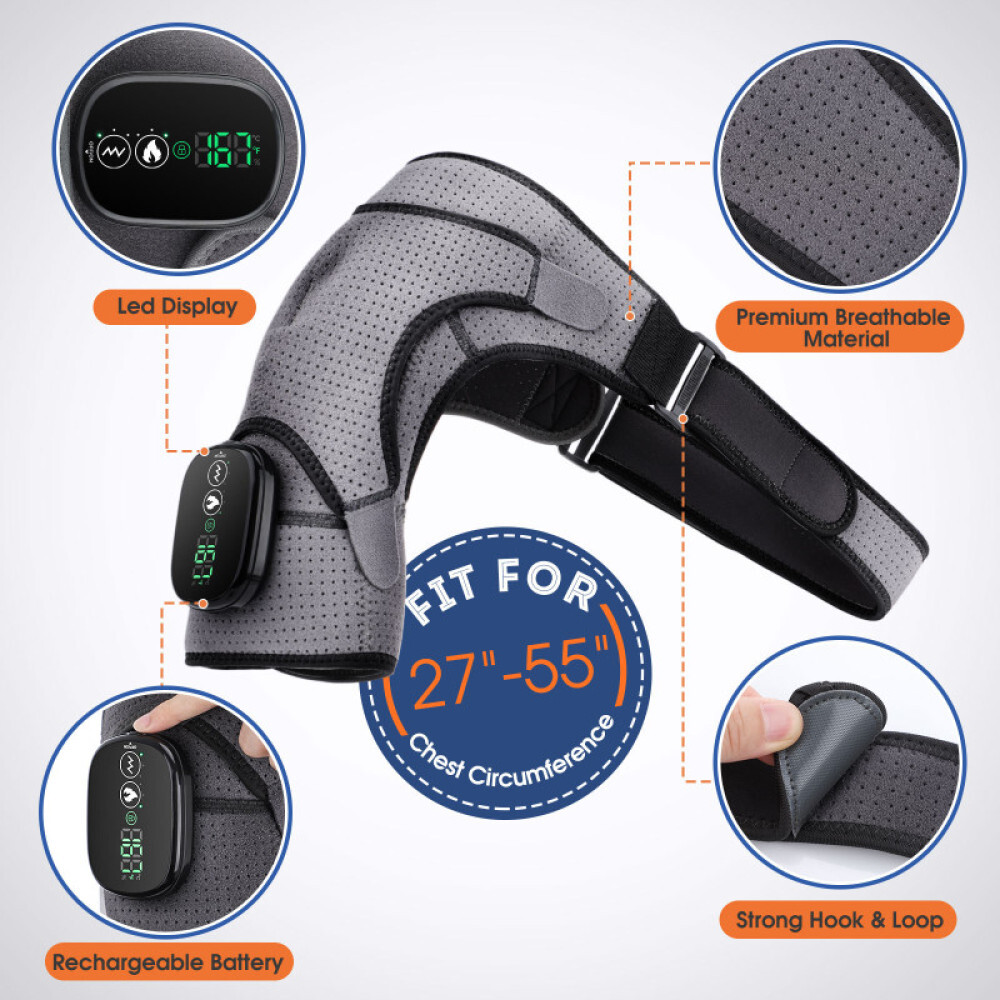 Electric Heated Shoulder Joint Brace Support with Vibration Relief Pain Massager
