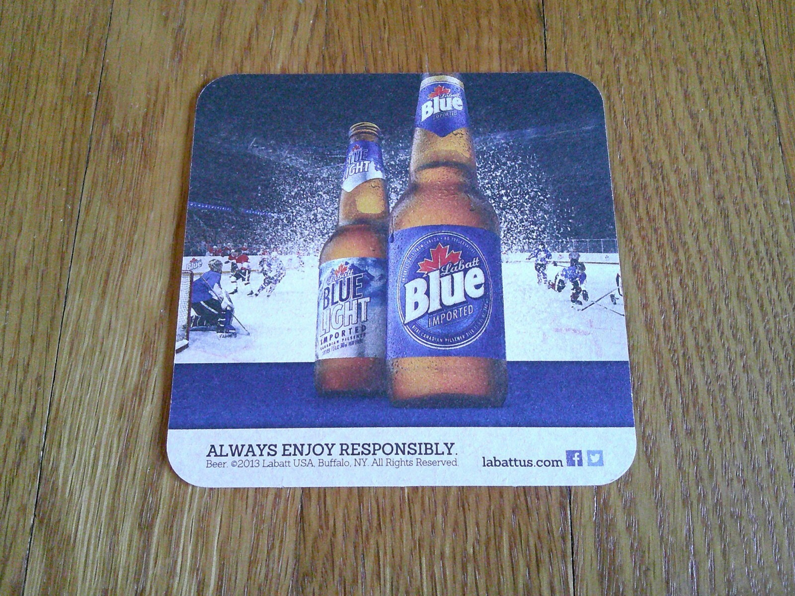 Labatt Blue Beer Coaster 2013 Ice Hockey Power Play Collectible FREE SHIP