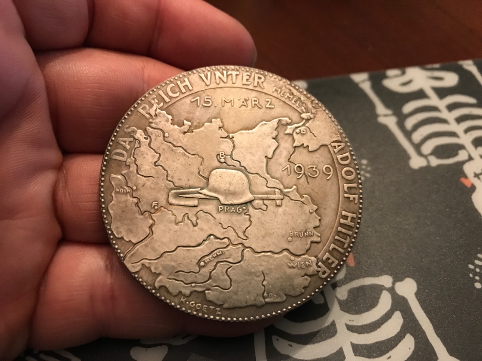 LARGE 1939 Reich Protectorate Bohemia Moravia WWII GERMAN COMMEMORATIVE COIN