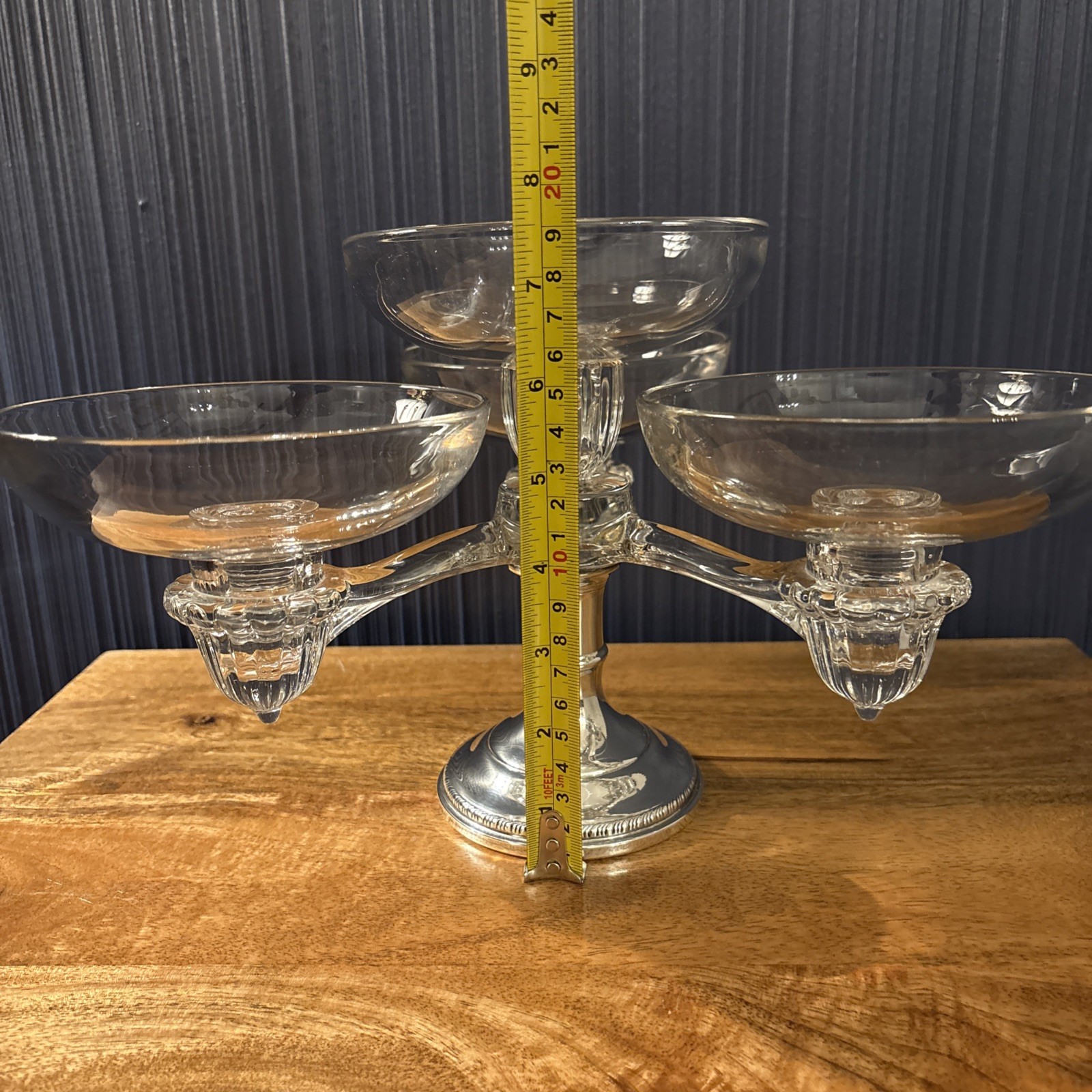Vtg Cambridge Epergne Sheffield Sterling Weighted Base Centerpiece Candle Holder