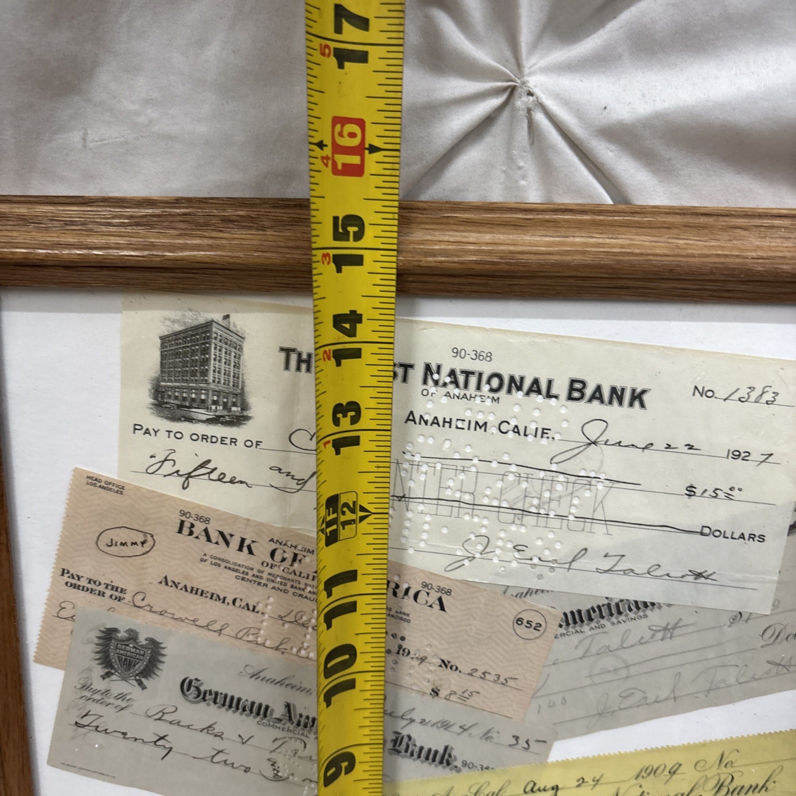 Original 1909-1929 J. Earl Talbots Signed Checks Framed with Photos Lot Of 8