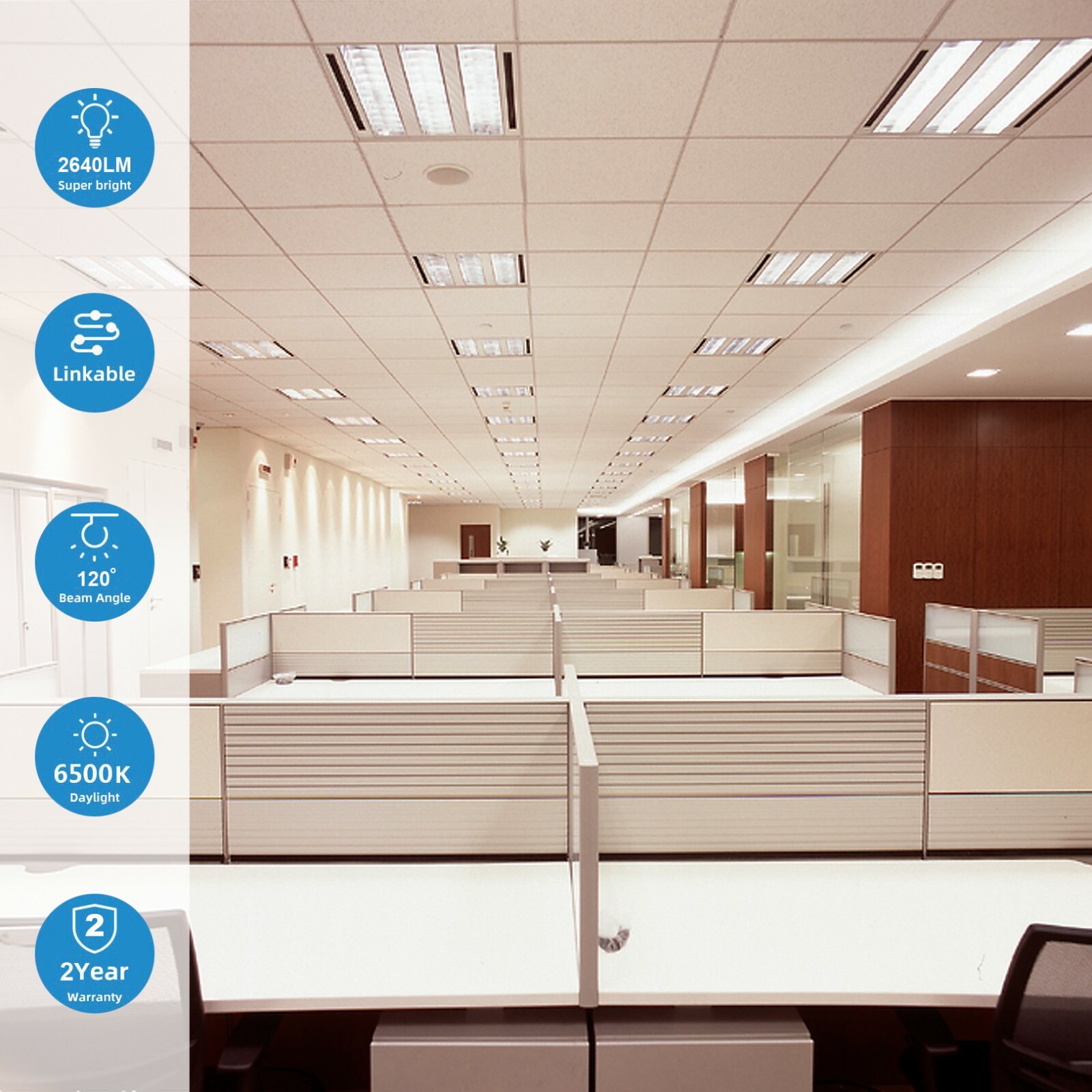 4FT 6 Pack LED Shop Light T8 Linkable Ceiling Tube Fixture 24W Daylight 6000K C