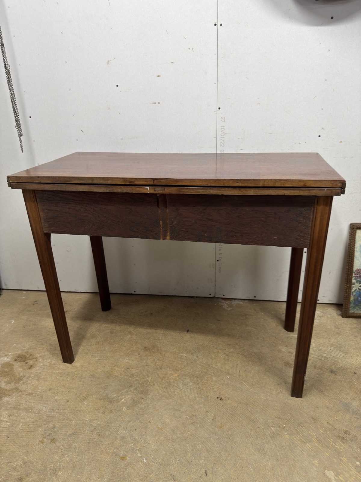 Antique PA chippendale 18th mahogany hall console card game table stand 1780