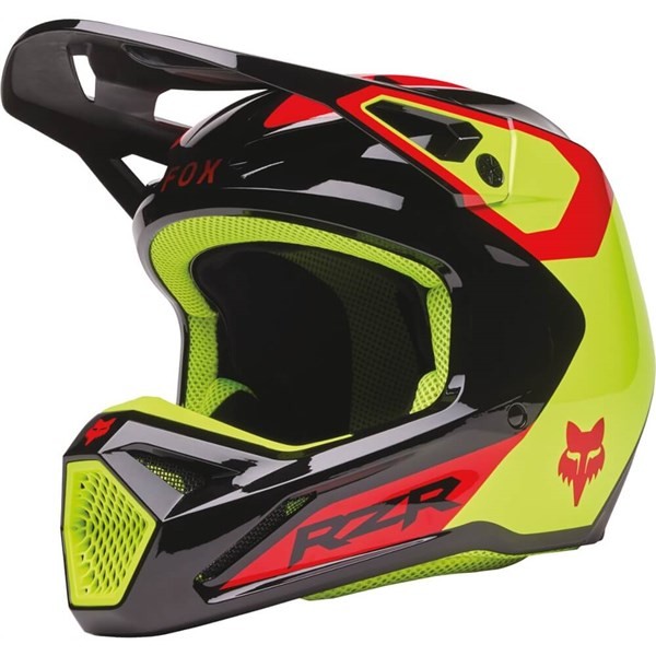 Fox Racing V1 Polaris Motorcycle Helmet | Black/Flo Yellow/Red | DOT ; ECE 22-06