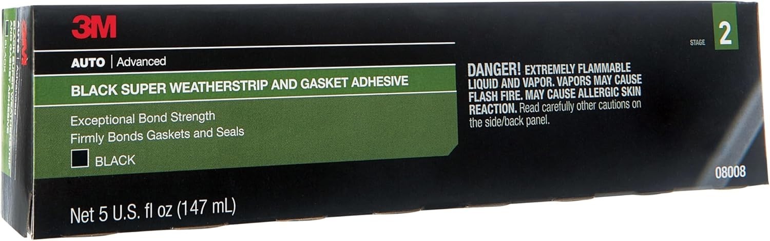 3M Black Super Weatherstrip and Gasket Adhesive, 08008, 5 fl oz, 1 Per Pack