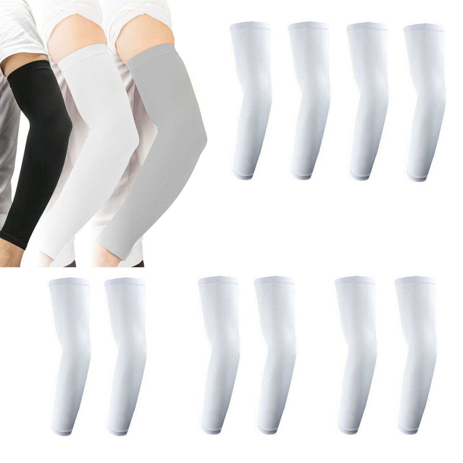 5 Pairs Cooling Arm Sleeves Cover UV Sun Protection Sports Outdoor For Men Women