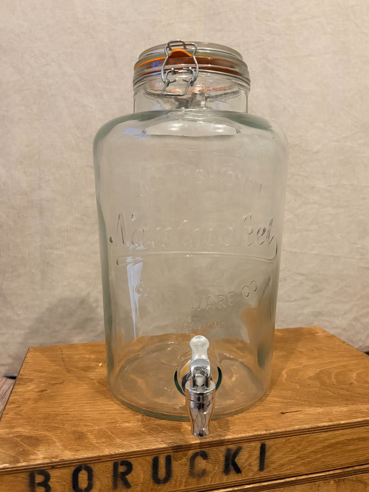2 Gallon Nantucket Glassware Co Beverage Dispenser Jar With Spigot