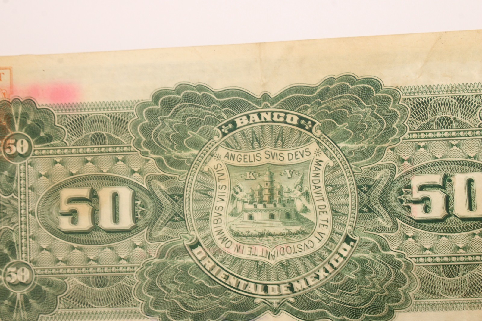 1914 Banco Oriental de Mexico Puebla 50 Pesos Note XF - #0488