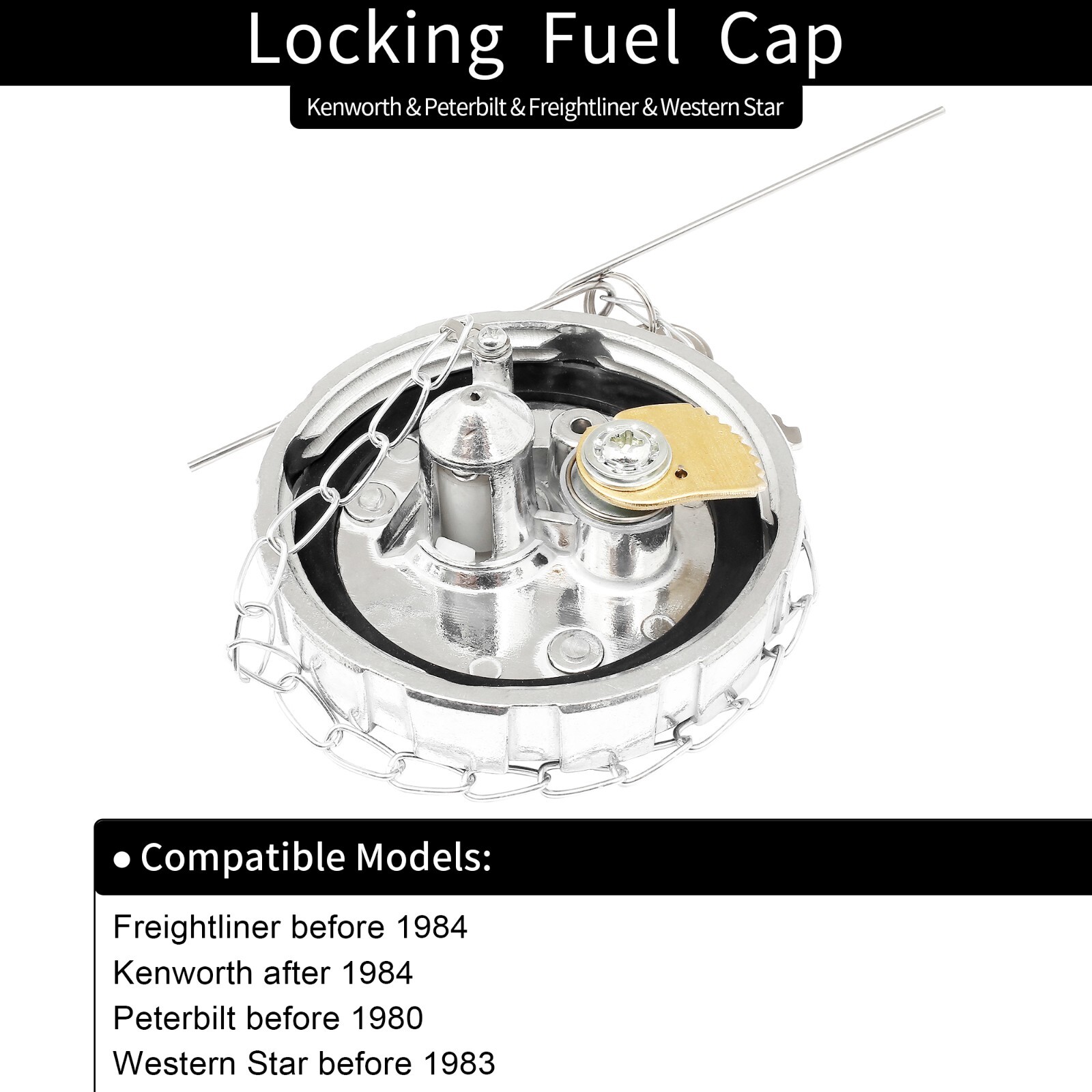 2x Locking Fuel Cap for Kenworth Peterbilt Freightliner Western Star SNV431089
