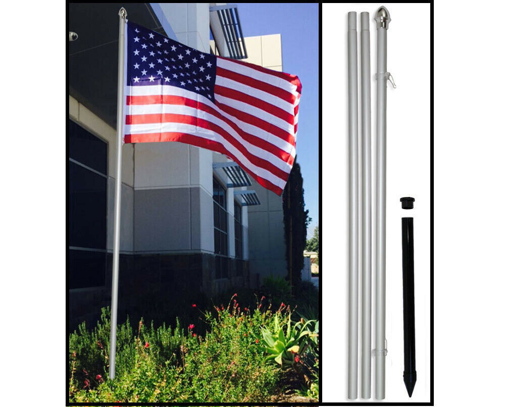 10ft Flag Pole Outdoor Aluminum In Ground Flag Pole 10' Silver Flag Pole
