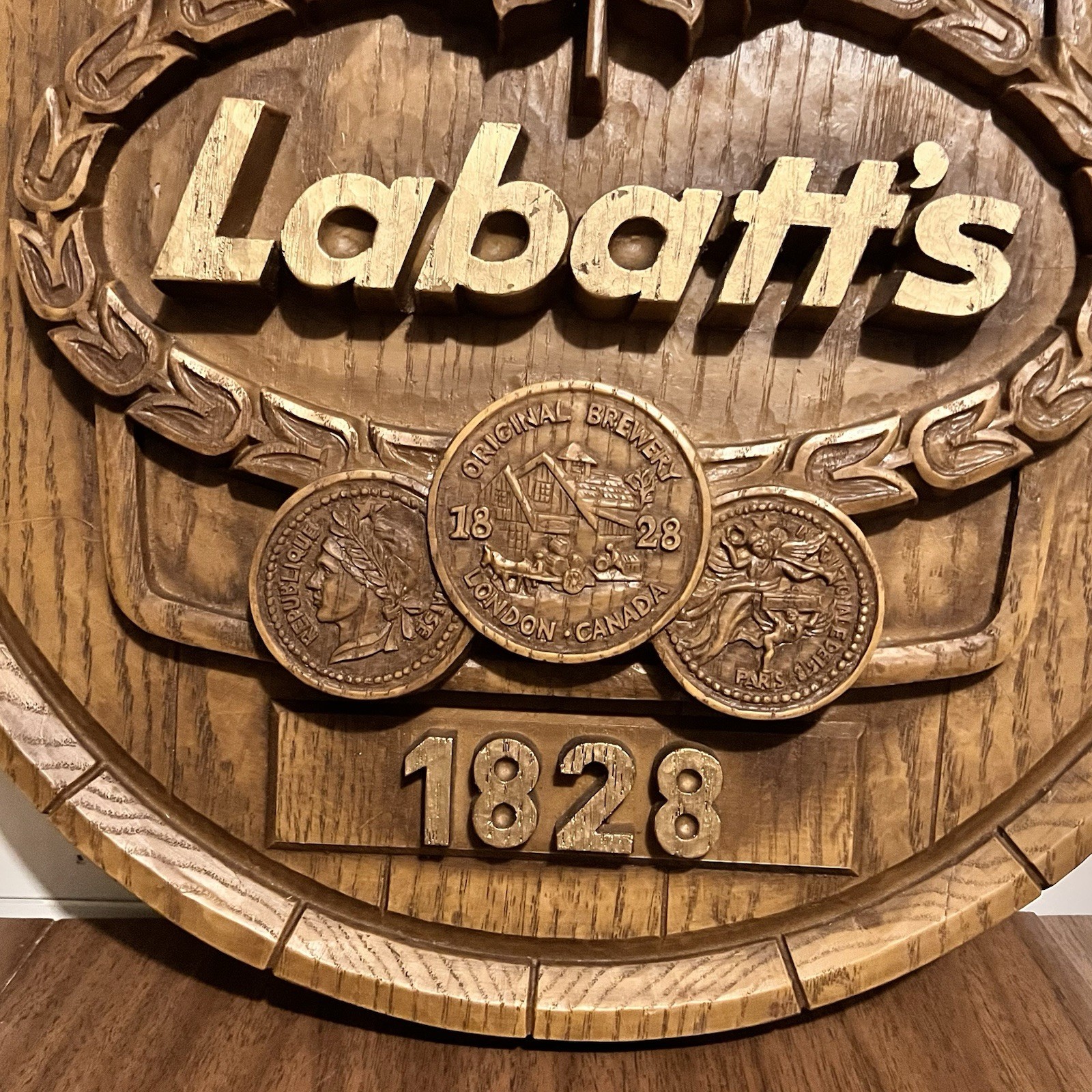 Labatt’s Beer Barrel Wall Sign 19” Vintage 3D Canadian Brewery Bar Decor