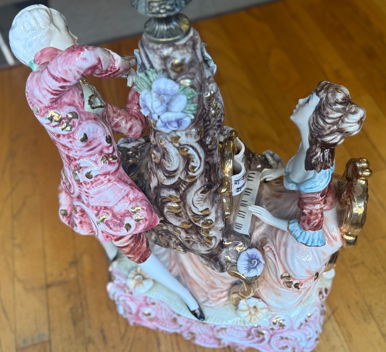 CAPODIMONTE SET of TWO 2 Figurine Lamp With Shade Made in Italy original