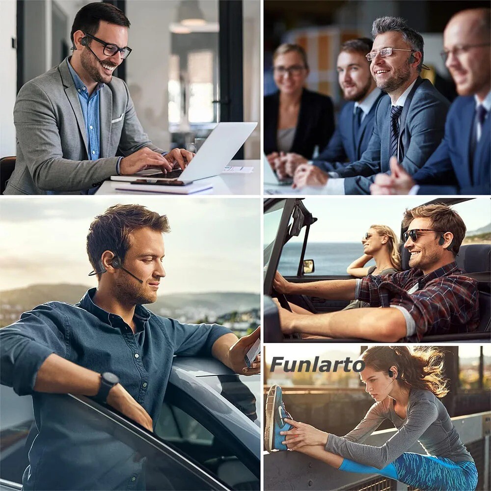 Trucker Bluetooth 5.3 Open Ear Wireless Headset With Dual Noise Cancelling Mic