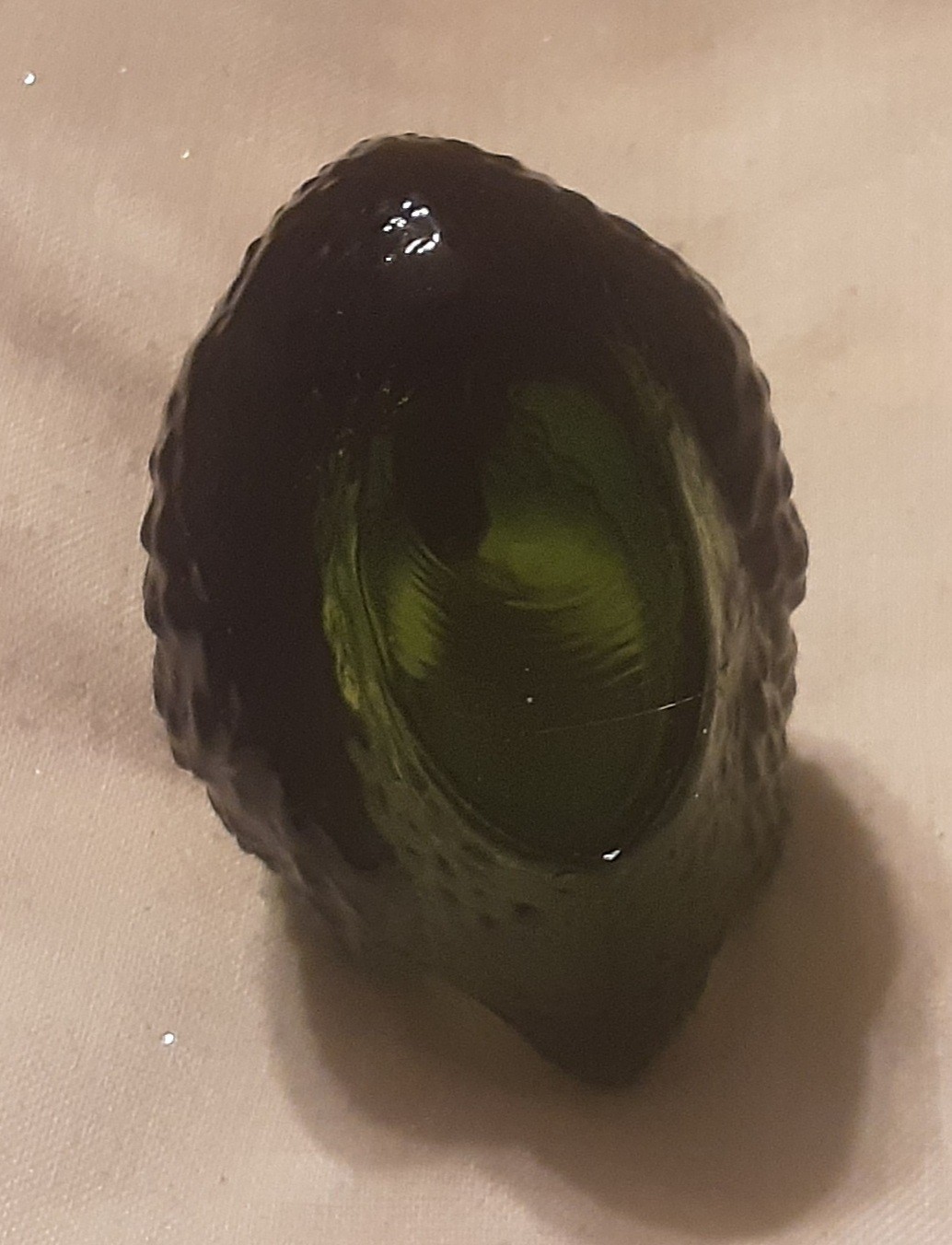 Vintage Deep Dark Green Glass Salt Cellar/Dip Swan