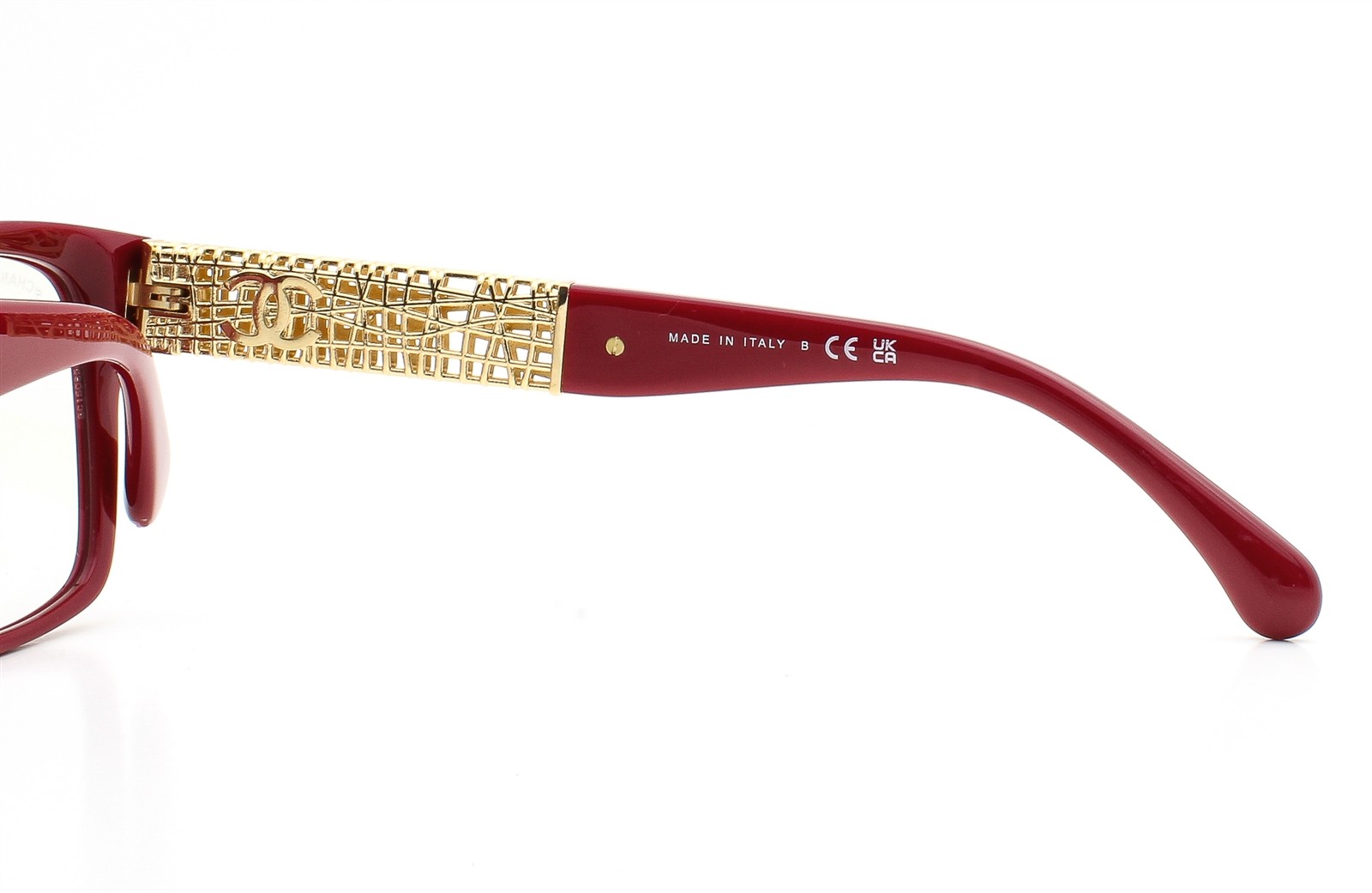 Chanel Blue Light Glasses ch3478SA Dark Red Gold Jewel Tweed 51mm with Case