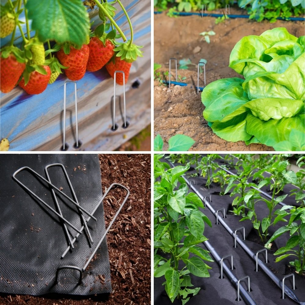 NEW 100PCS 6-Inch Landscape Staples Sod Staples Garden Stakes Square Pins Sturdy