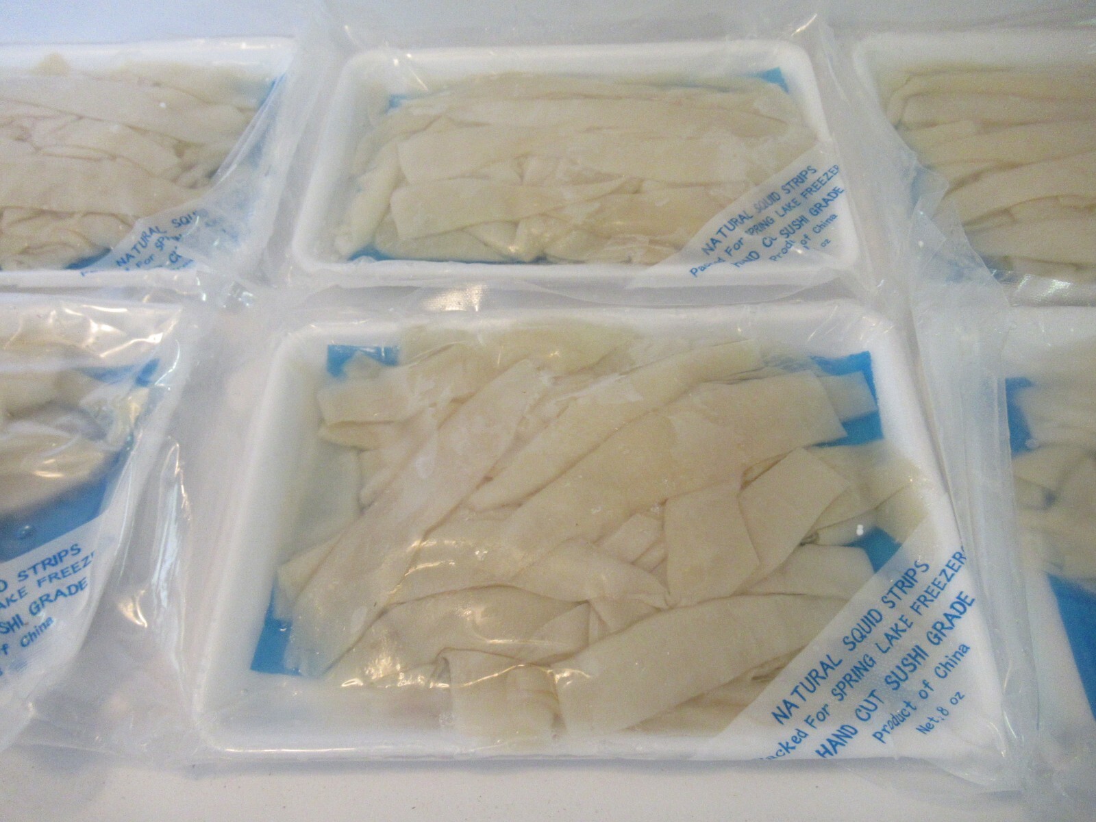 FROZEN BAIT SQUID STRIPS 4-6" FLUKE PORGY SEA BASS 6 X 8 OZ FRESH FISHING BAIT