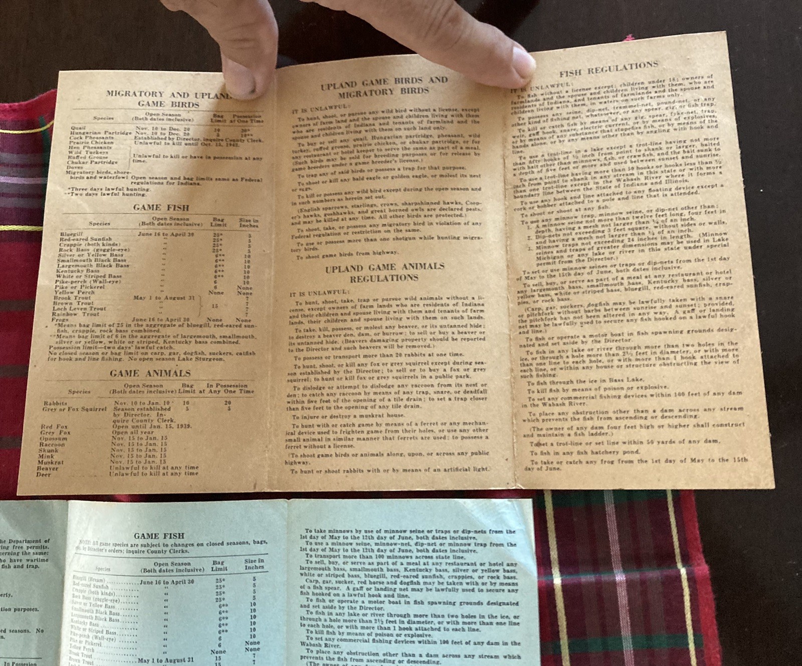 3 Vintage Indiana Department of Conservation Fish&Game Laws 1937-38,41-42,51-52