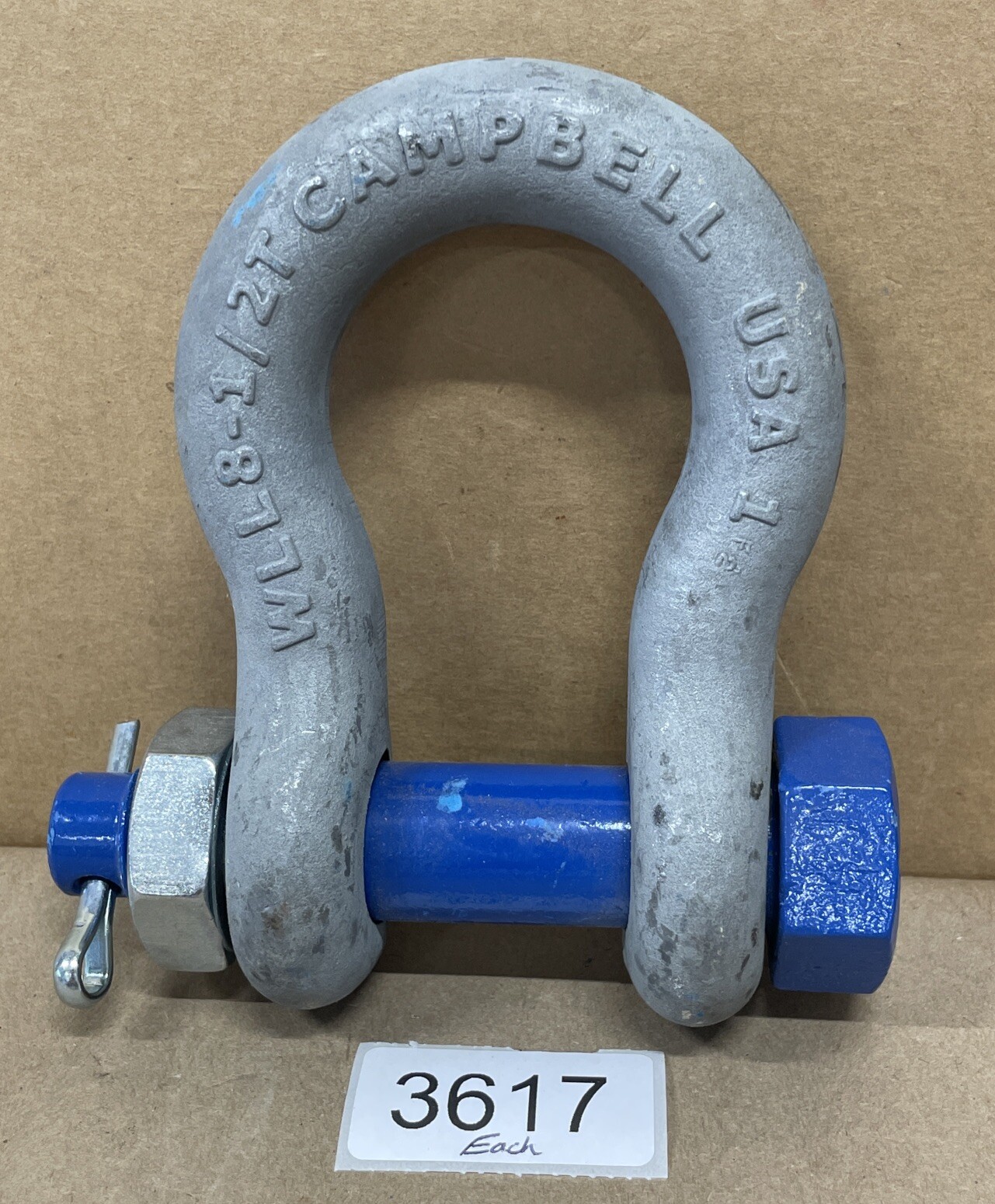 Campbell 5391635 ~ Anchor Shackle ~ 1" Carbon Steel ~ Bolt Pin ~ WLL 8-1/2t