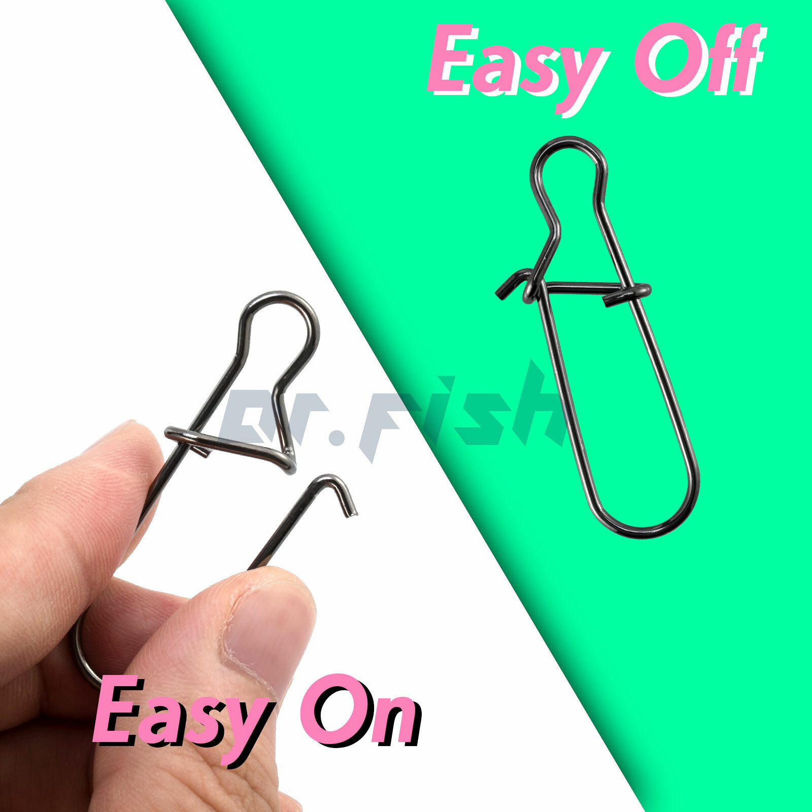 50/500pcs Fishing Duo-lock Snap Clips 25-220 LBs Stainless Steel Lure Tackle