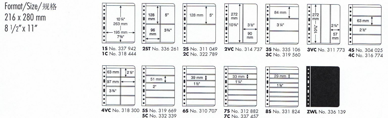 4S 4 Row VARIO BLACK Lighthouse Stock pages pack of 5 Dbl. sided NEW